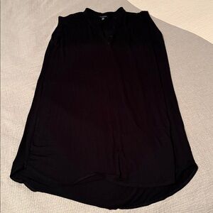 Eileen Fisher viscose sleeveless button V-Neck shirt Dress Black Size s mandarin